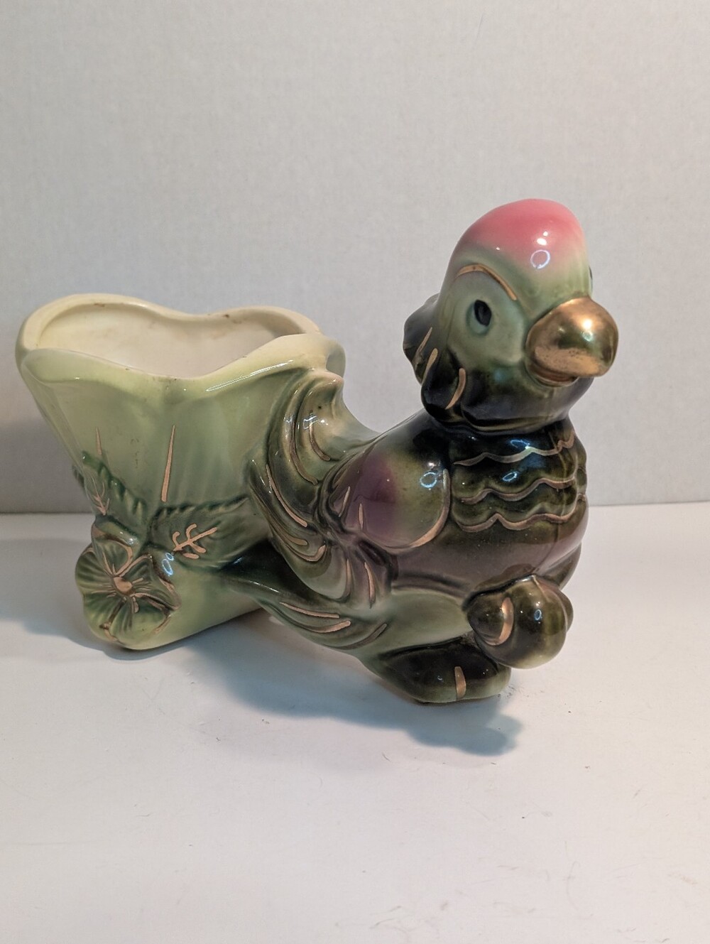 Vintage Hull Parrot Flower Cart Planter 1960s